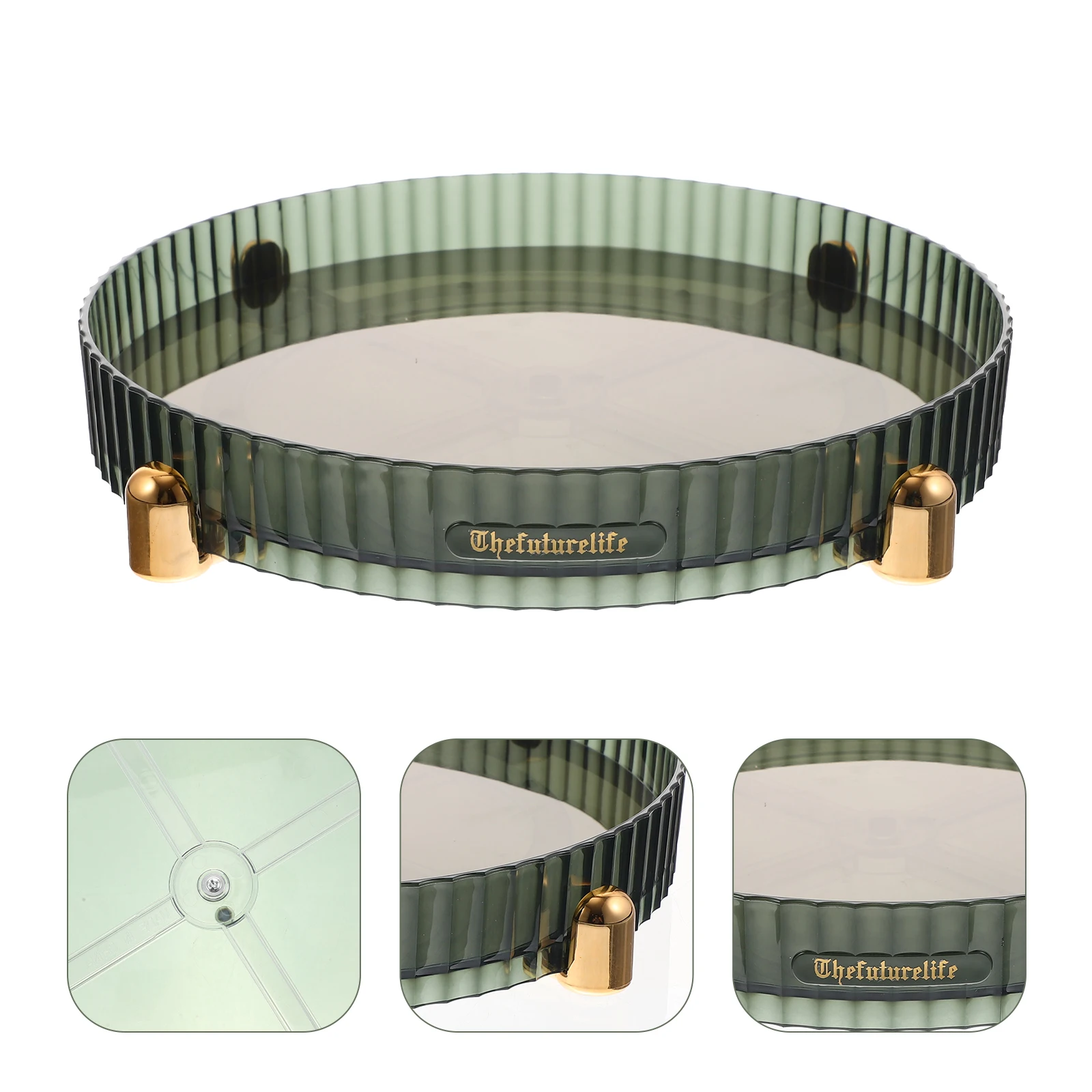 

Transparent Rotating Storage Tray Round Spice Rack Kitchen Holder Non Slip Bottom Makeup ganizer Pet Plastic Turntable