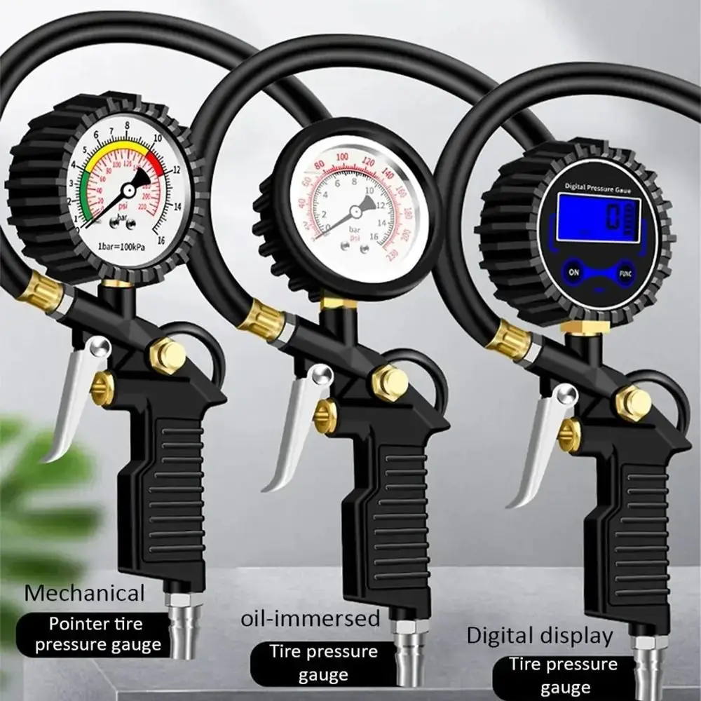

Новый черный манометр для шин, гибкий шланг, цифровой автомобильный монитор давления в шинах, манометр для грузовика