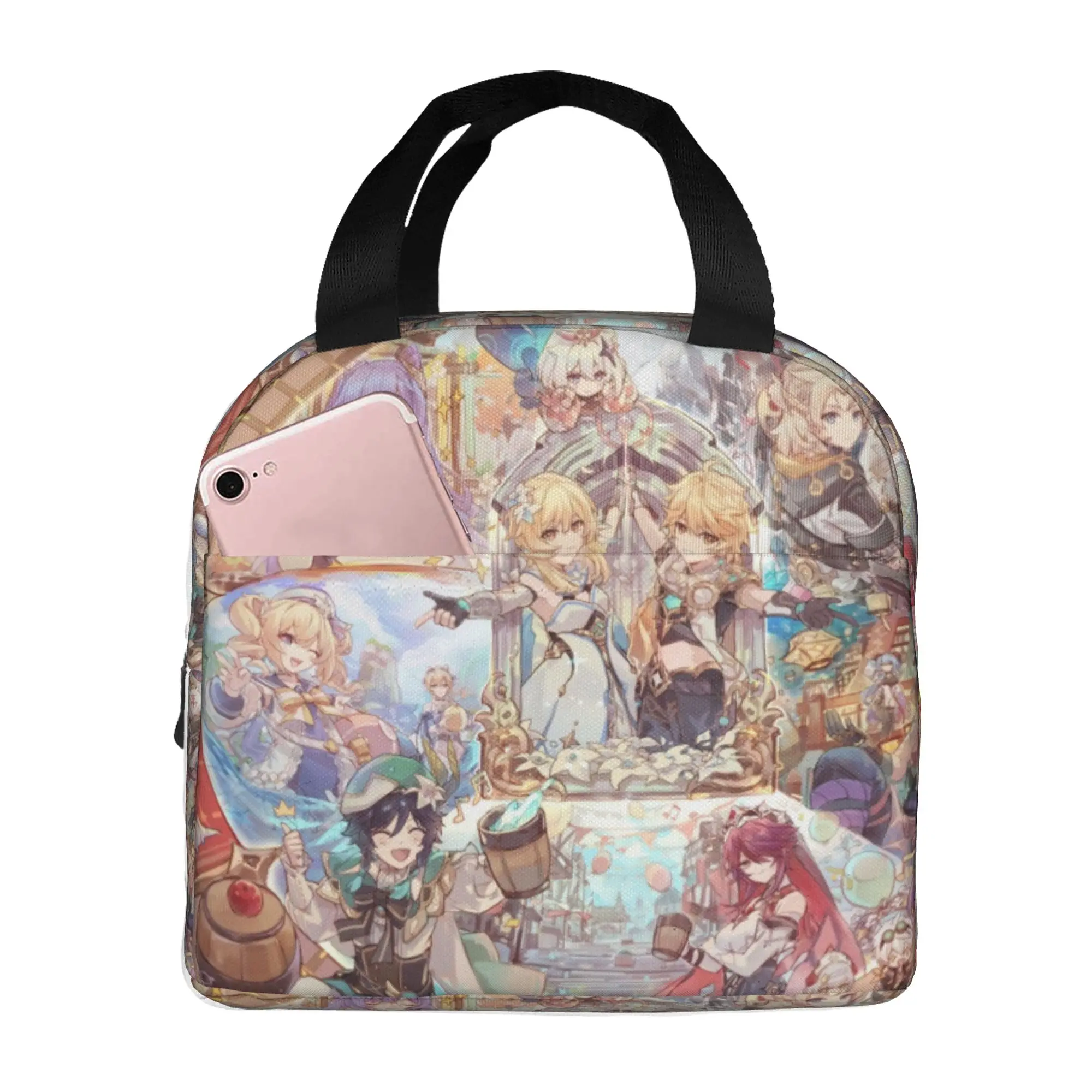 Anime Genshin Impact Insulated Lunch Bags for Outdoor Picnic Manga Kawaii  Waterproof Thermal Cooler Bento Box Women Men