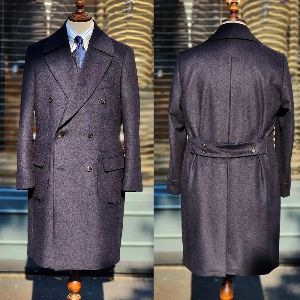 

Mens Winter Woolen Tuxedos Peaked Lapel Wool Jacket Outerwear Thicken Warm Men Business Coats Only One Piece