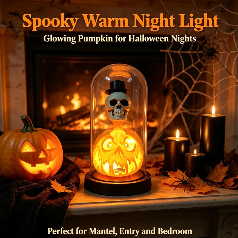 Halloween LED Pumpkin Skull Candle, Lamp Ghost Light Bar Party, Table Ornament Haunted House Horror, Home Decor Prop Decoration