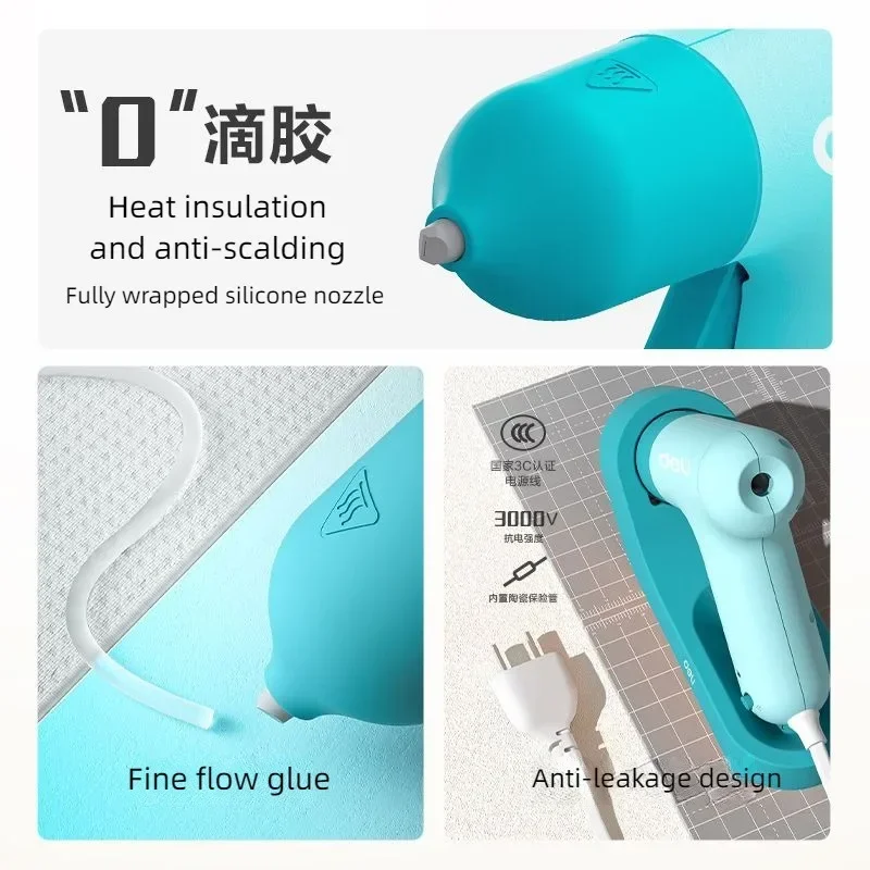 Deli Hot Melt Glue Gun With 7MM Transparent Glue Stick Mini Gun Home Electric Heat Temperature Gun Repair Tool Special Stick Set