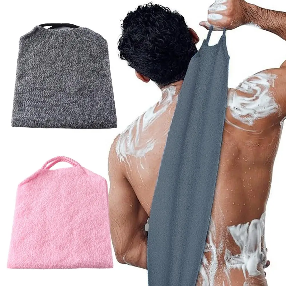 Asciugamano da doccia lungo satinato ad alta elasticità Doccia Spazzola per il corpo Massaggio da bagno Schiena Corpo Esfoliante Spazzola per il lavaggio del bagno Strumenti da bagno