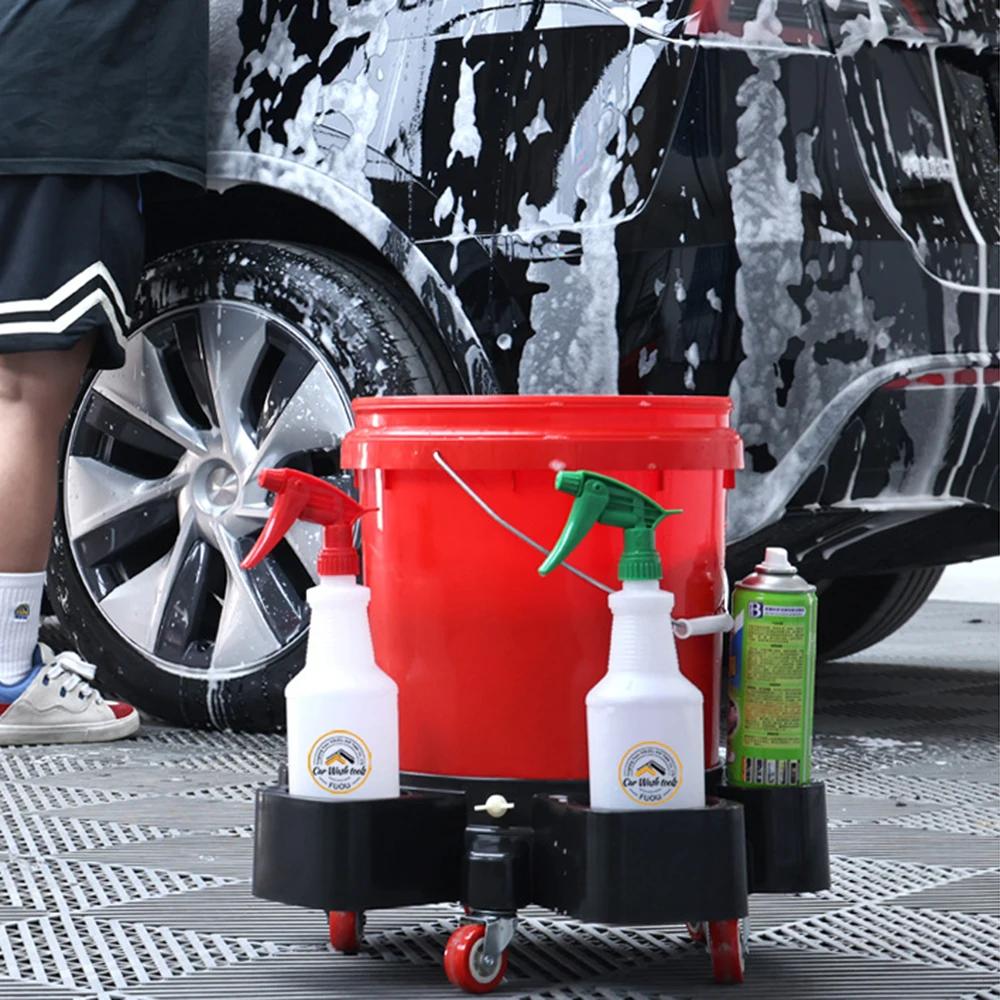 Mobile car wash bucket Pulley car wash bucket stool Multi functional mobile water bucket Car washing tool storage bucket 1 Set