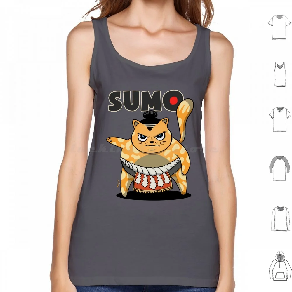 Sumo Wrestler Cat Yokozuna Neko Orange Tank Tops Vest Sleeveless Sumo Cat Maru Kat Nala Cat Oskar And Klaus Oh Long Johnson