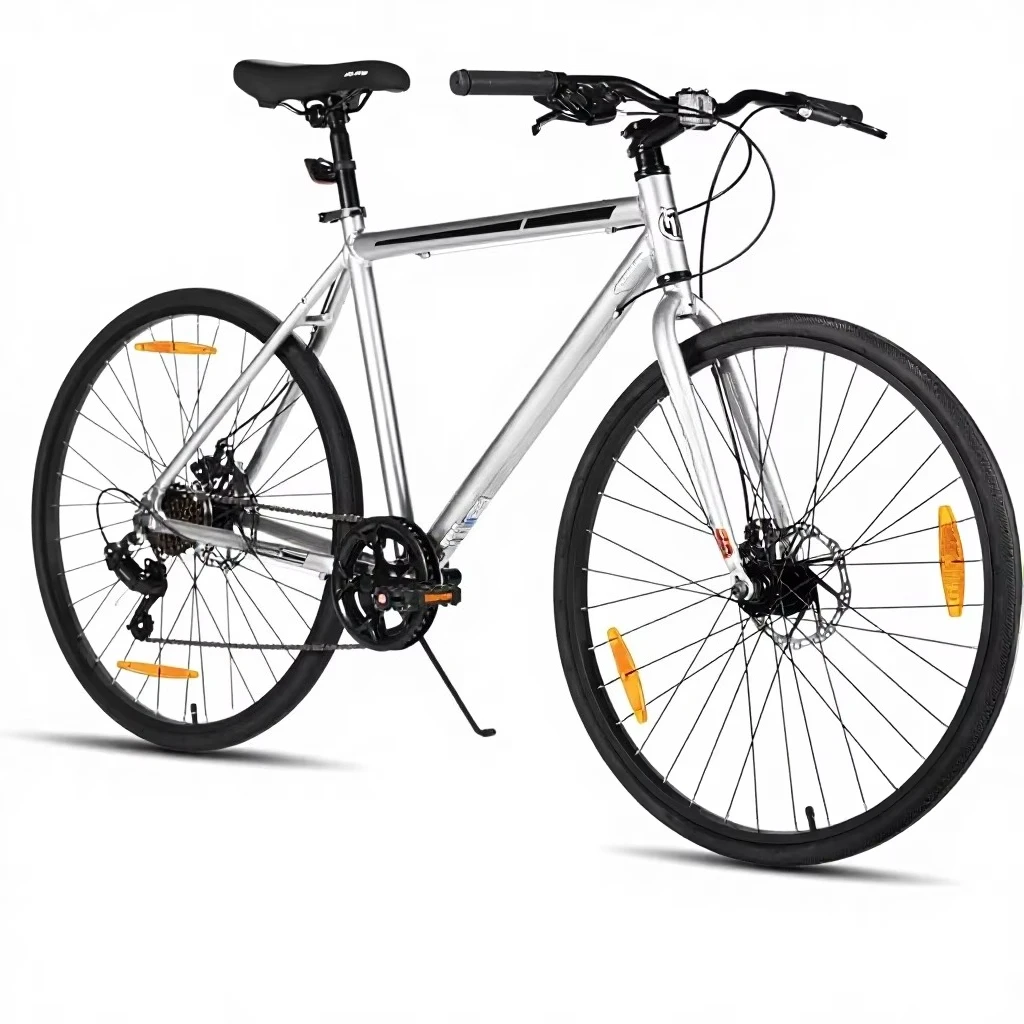 For 700C Aluminum Frame 7-Speed Road Bike for Men/Women Dual Disc Brakes 28-Inch Wheels Commuters-Black/Red/Silver Tool Kit