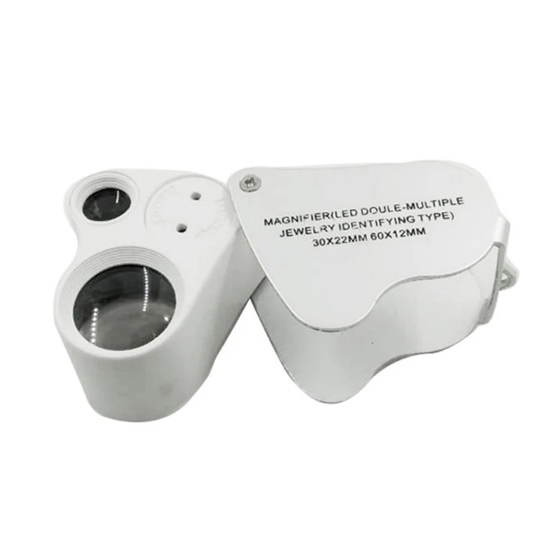 Lupa joyero, lupa plegable con luz LED, lupa 30 60 para diamantes, joyeros, monedas, sellos