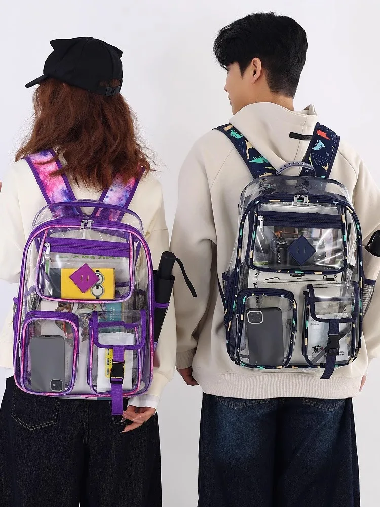 

Trendy Transparent PVC Bapa ex Street Sle High Value Design Student Bookbag Men Women Casual Commuter Waterproof