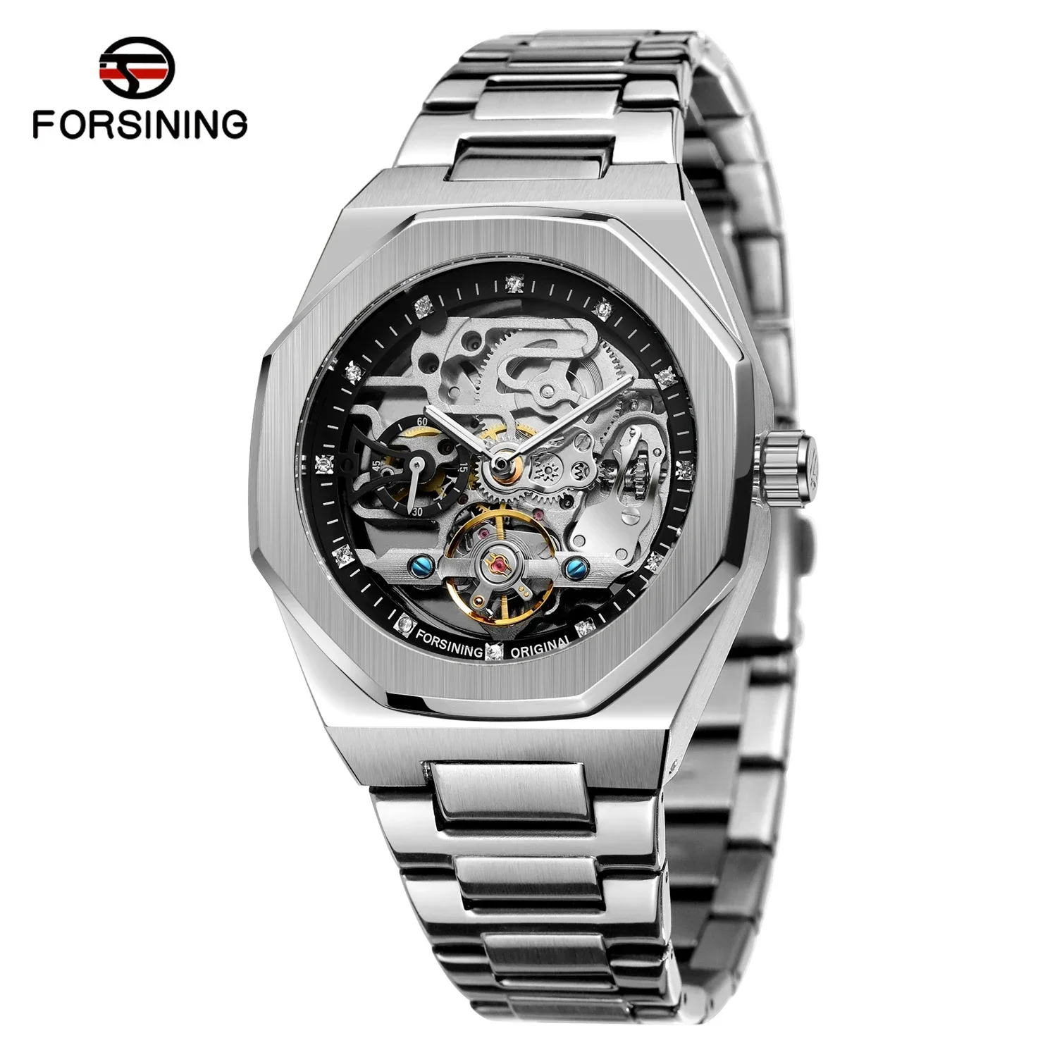 New Forsining Men\'s Hollow Mechanical Tourbillon Wristwatch Fashion Luxury Business Automatic Mens Watches Relogio Masculi