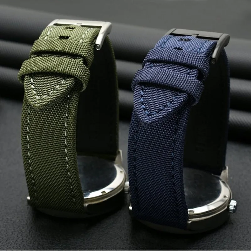 Dla Breitling blackbird Avenger challenger Hamilton męski pasek do zegarka czarny wojskowy zielony niebieski mężczyzna nylonowe płótno pasek do zegarka ze skóry bydlęcej 22