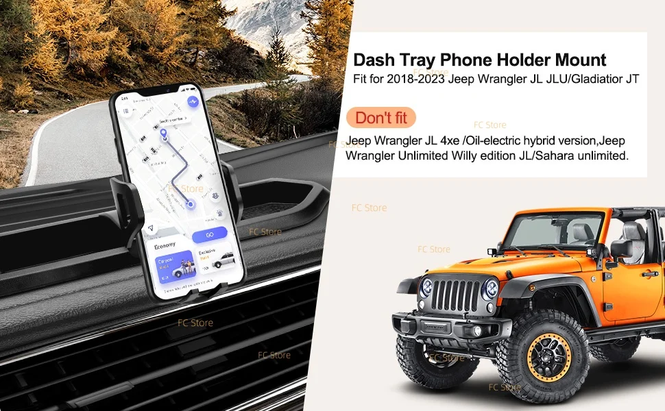 Verbesserte Telefonhalterung für Jeep Wrangler JL JLU & Gladiator JT 2018 2019 2020 2021 2022 2023, Multifunktionale Telefonhalterung für Armaturenbrett – Detail 4