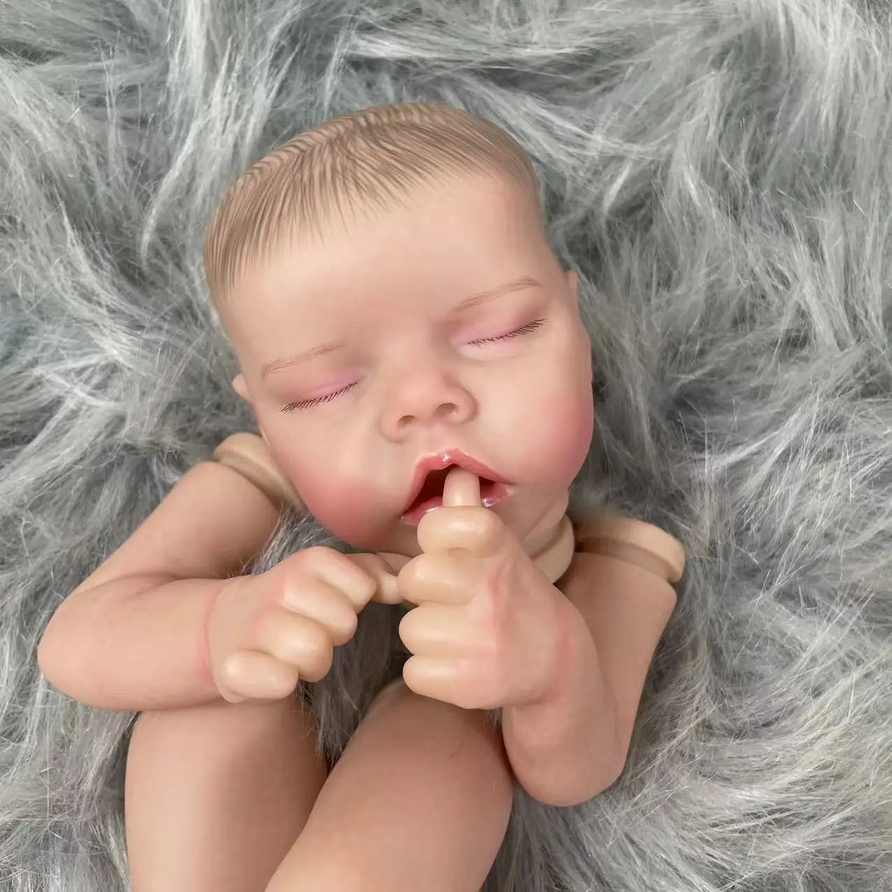 MRB 17 inch Already Painted Vinyl Reborn Doll Parts Twin A Sleeping Baby 3D Painting Skin Visible Veins Soft Cloth Body Included