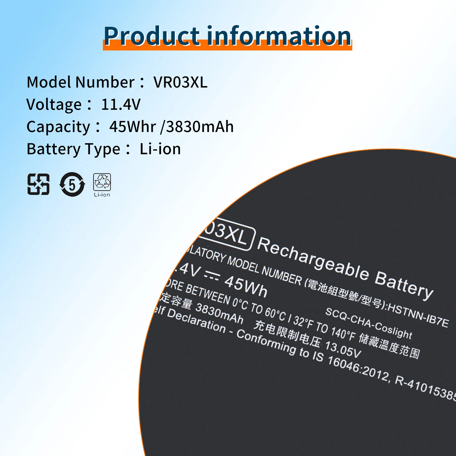 BVBH 11.4V 45WH VR03XL For HP Envy 13-D051TU D056TU D025TU 13-D046TU TPN-C120 HSTNN-IB7E 2 Year Warranty