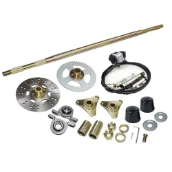 740mm Go Kart Rear Axle Assembly Wheel Brake Kit Master Hub Disc Rotor T8F Chain Sproket for Mini Kid ATV QUAD Drift Trike Buggy