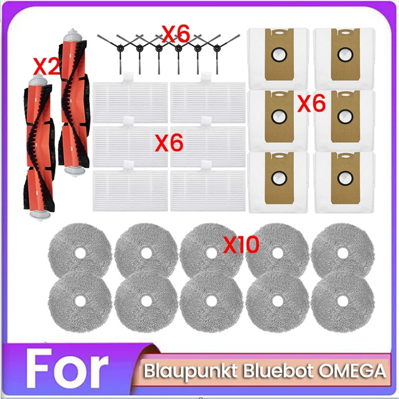 Лидер продаж, 30 шт., щетка для пылесборника, фильтр и набор тряпок для швабры для пылесоса Blaupunkt Bluebot OMEGA, запасные части