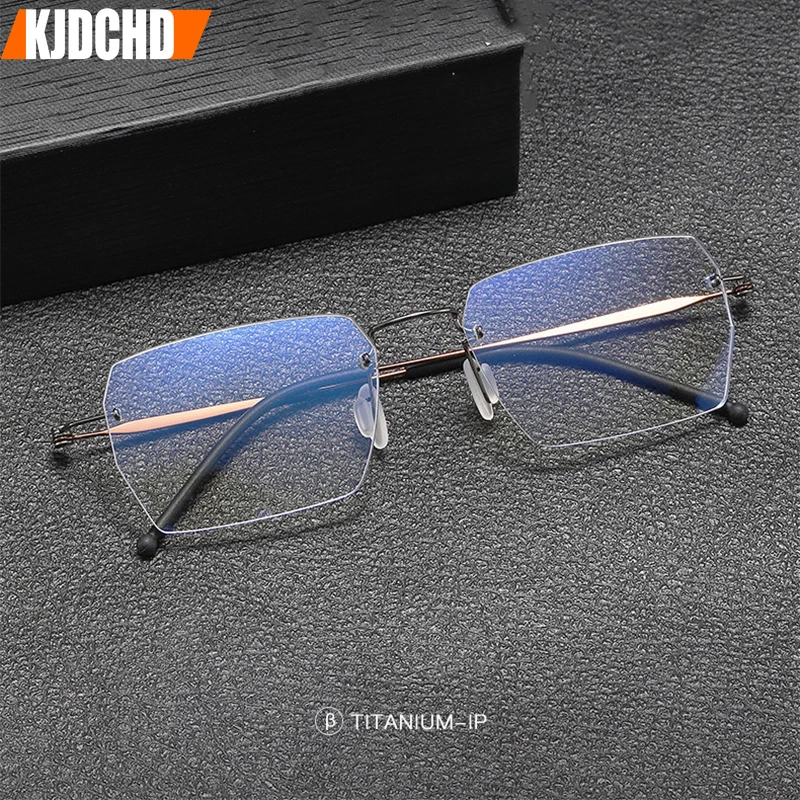 

KJDCHD оправа для очков без оправы 12 г титановая мужская женская квадратная оптическая линза по рецепту очки Gafas оправа oculos