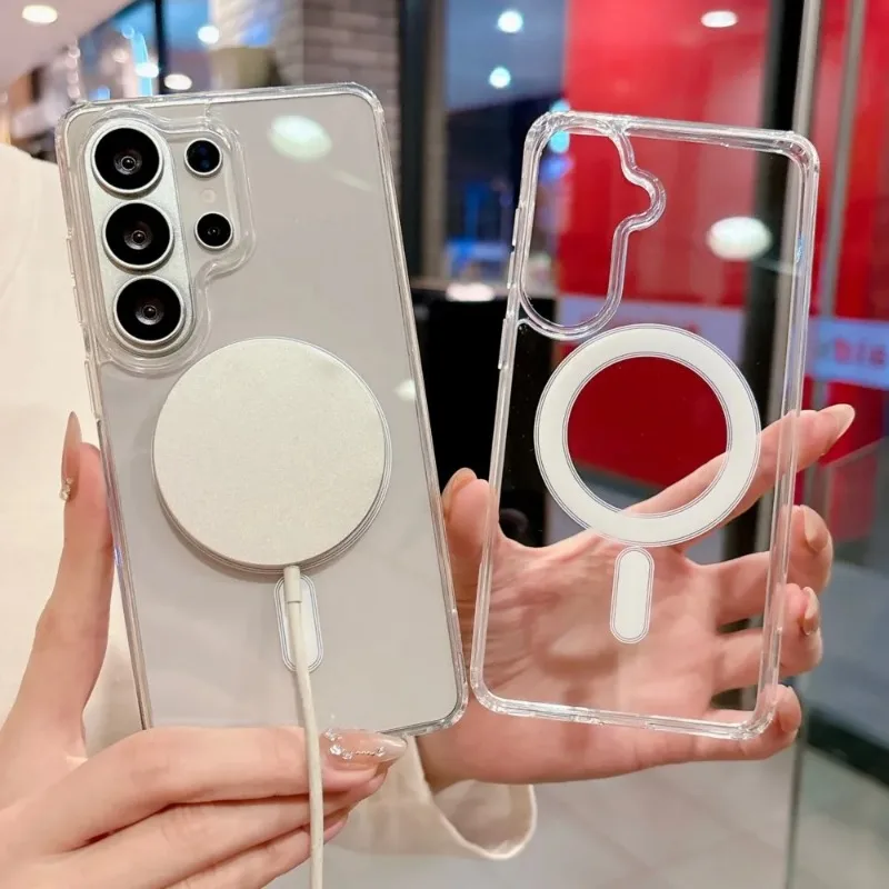 Magnetic Transparent Protective Case for Samsung Galaxy S26 S25 S24 S23 S22 Ultra Plus FE A Series Shockproof Minimalist