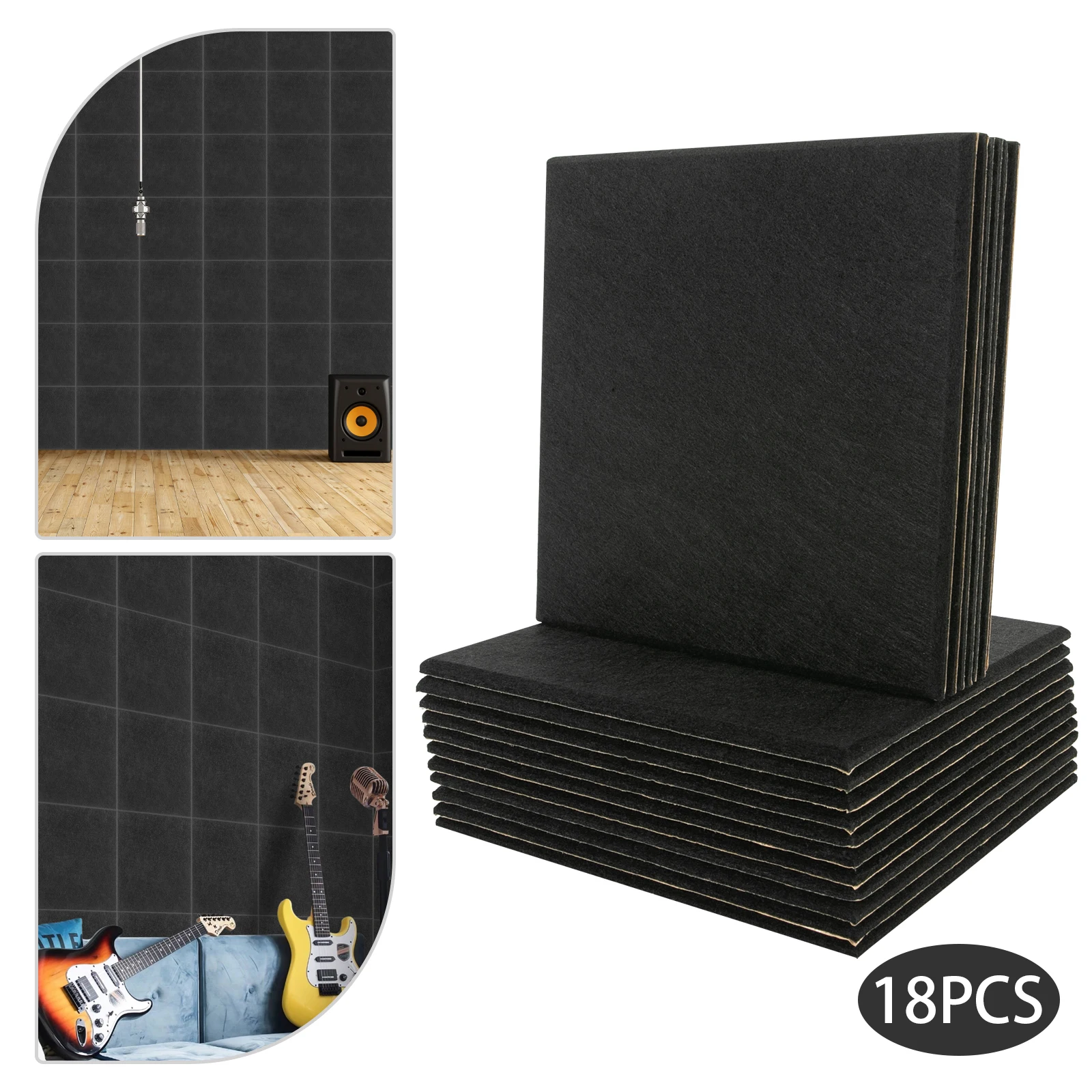 18 Piece Acoustic Panels Soundproofing Wall Panels 30*30cm 9mm Thick Polyester Fiber for Home Office Studio KTV Cinema Bedroom Decoration