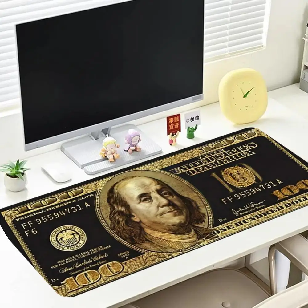 Large Size Table Mat Classic Black Gold Hundred Dollar Bill Mouse Pads For Laptop Bedroom Learning Keyboard Accessories Playmat