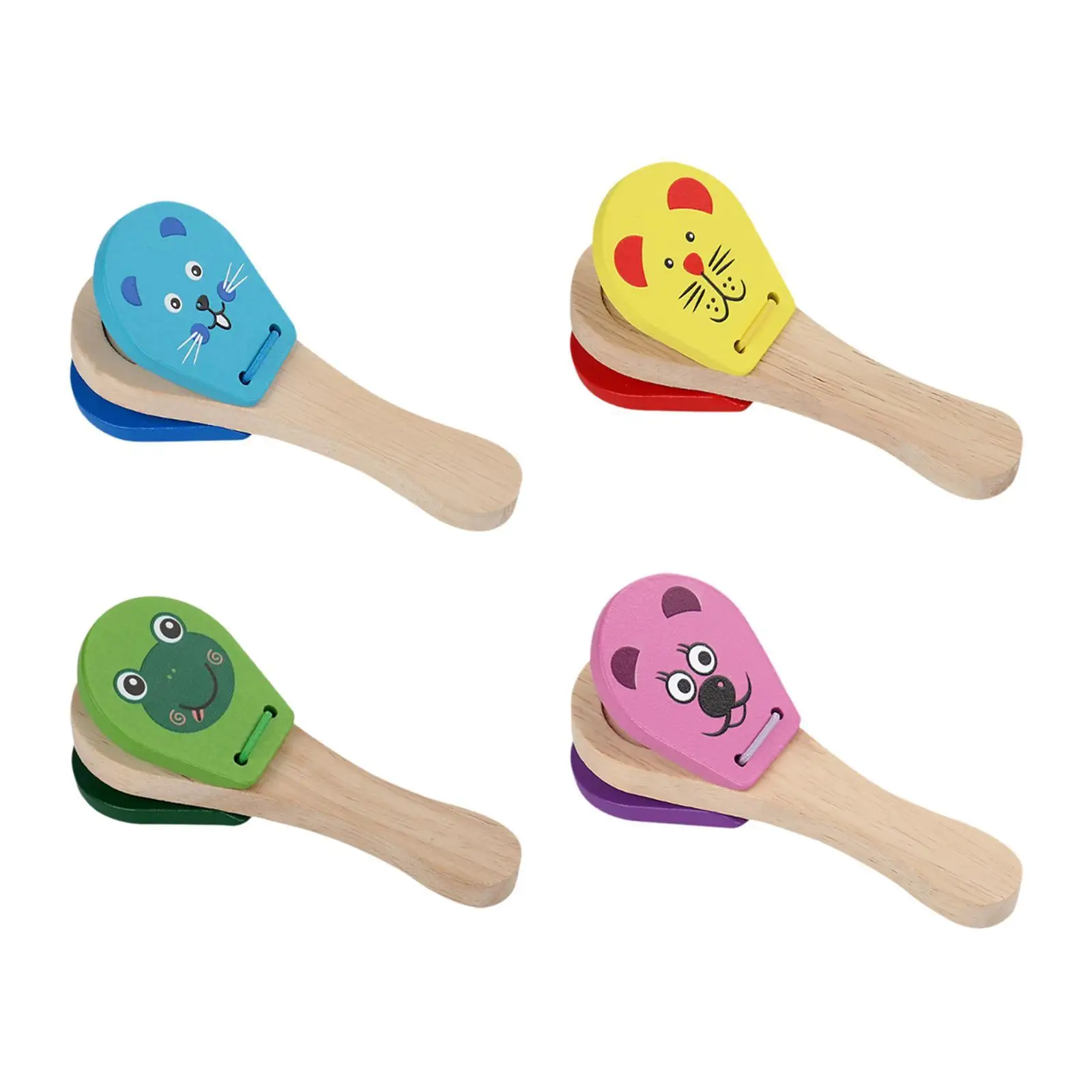 Wooden Music Toy Castanet Clapper Teaching Aid Birthday Gift Sensory Toy Animal