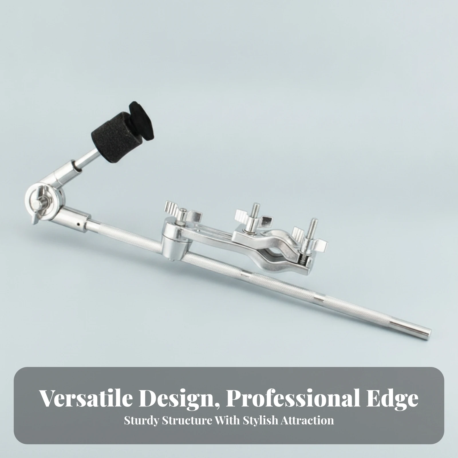 Clamp Mount Cymbal Arm Drum Hardware Rigid Angled Cylindrical Cymbal Arm Knurled Grip Compact