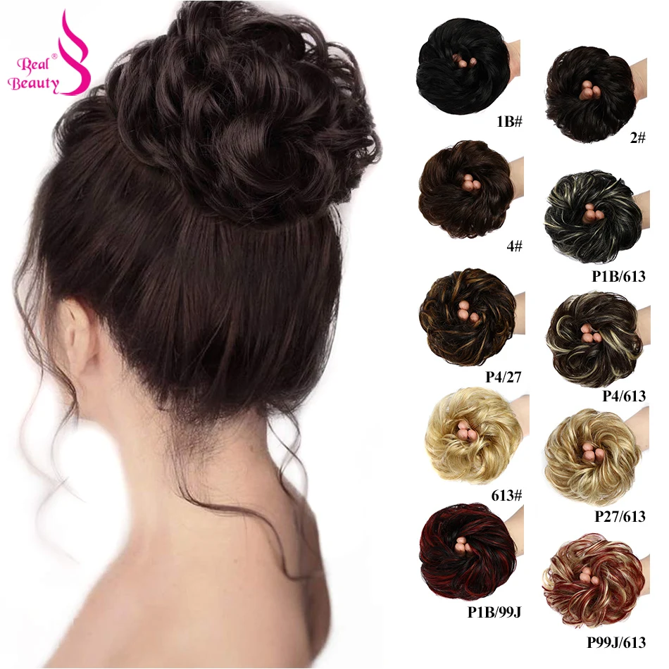 Real Beauty Tousled Updo Messy Bun Hairpiece Hair Extension Brazilian Ponytail With Elastic Rubber Band Updo Ponytail Hairpiece