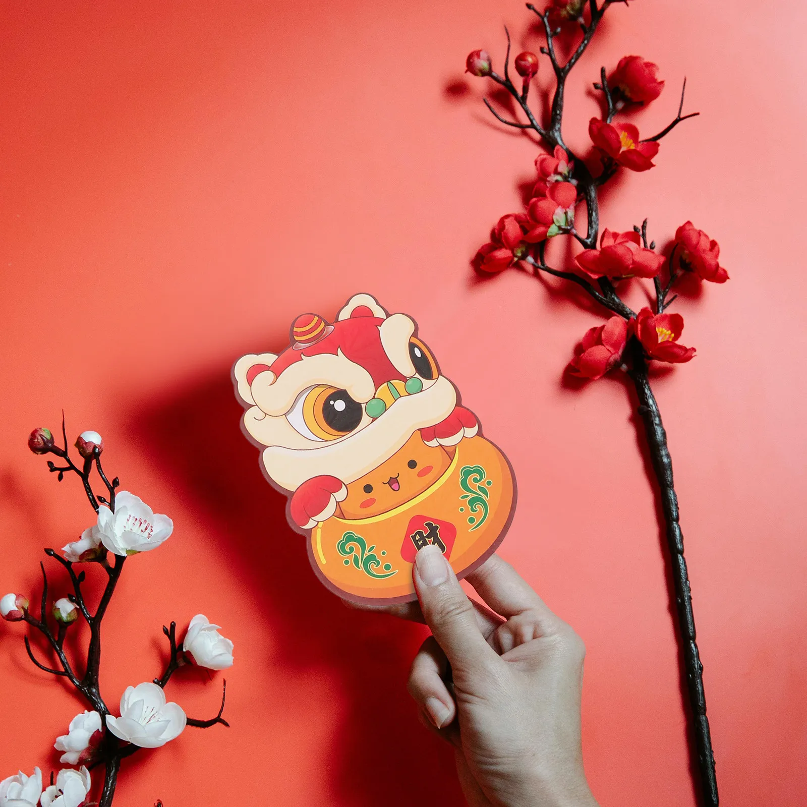 

6Pcs Year of The Snake Red Money Pocket Cute Cartoon Holographic 3D Lucky Cash Holder Chinese New Year Red Envelopes Lunar