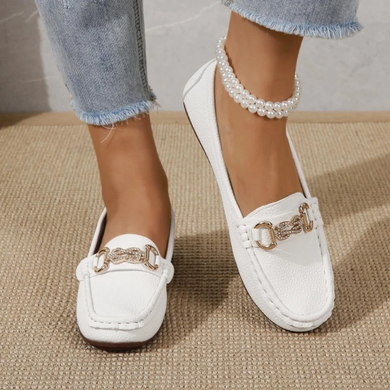 

Женские лоферы, удобные туфли на плоской подошве, уличная повседневная кожаная обувь с круглым носком