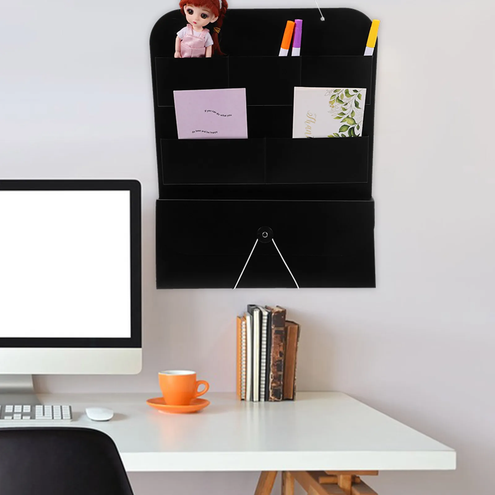 

Wall-mounted Storage Bag Calendar Pocket Chart Material Cell Phone Classroom Holder Pp Organizer