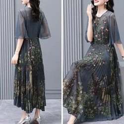 Spring Summer New 2026 Fashion Top-grade Floral Dress Women Temperament Casual Loose Party Dress Female Dresses Vestidos 4XL