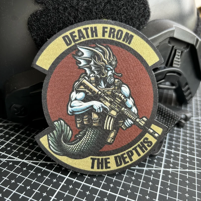 Army Soldier Poseidon Tactical Patch Rifleman Morale Badge Death Form The Depths Hook & Loop Printing Military Backpack Sticker