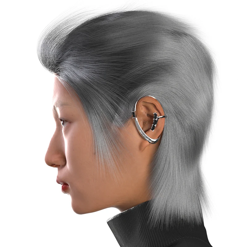 Punk Vintage Black Gemstone Ear Loop Metal Ear Clip Personality Earrings For Women Girls Ear Bones Clip Fashion Jewelry