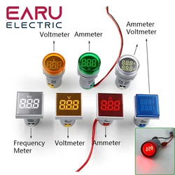 Digital 22mm AC 20-500V Volt 0-100A 20-75HZ Voltmeter Ammeter Amp Current Hertz HZ Voltage Meter LED Indicator Lamp Pilot Light