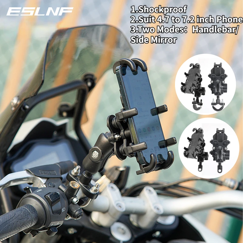 Universal Motorcycle Bike Mobile Phone Holder Aluminum Bicycle Riding Bracket Nonslip GPS Mount Handlebar Side Mirror Stand - view 2