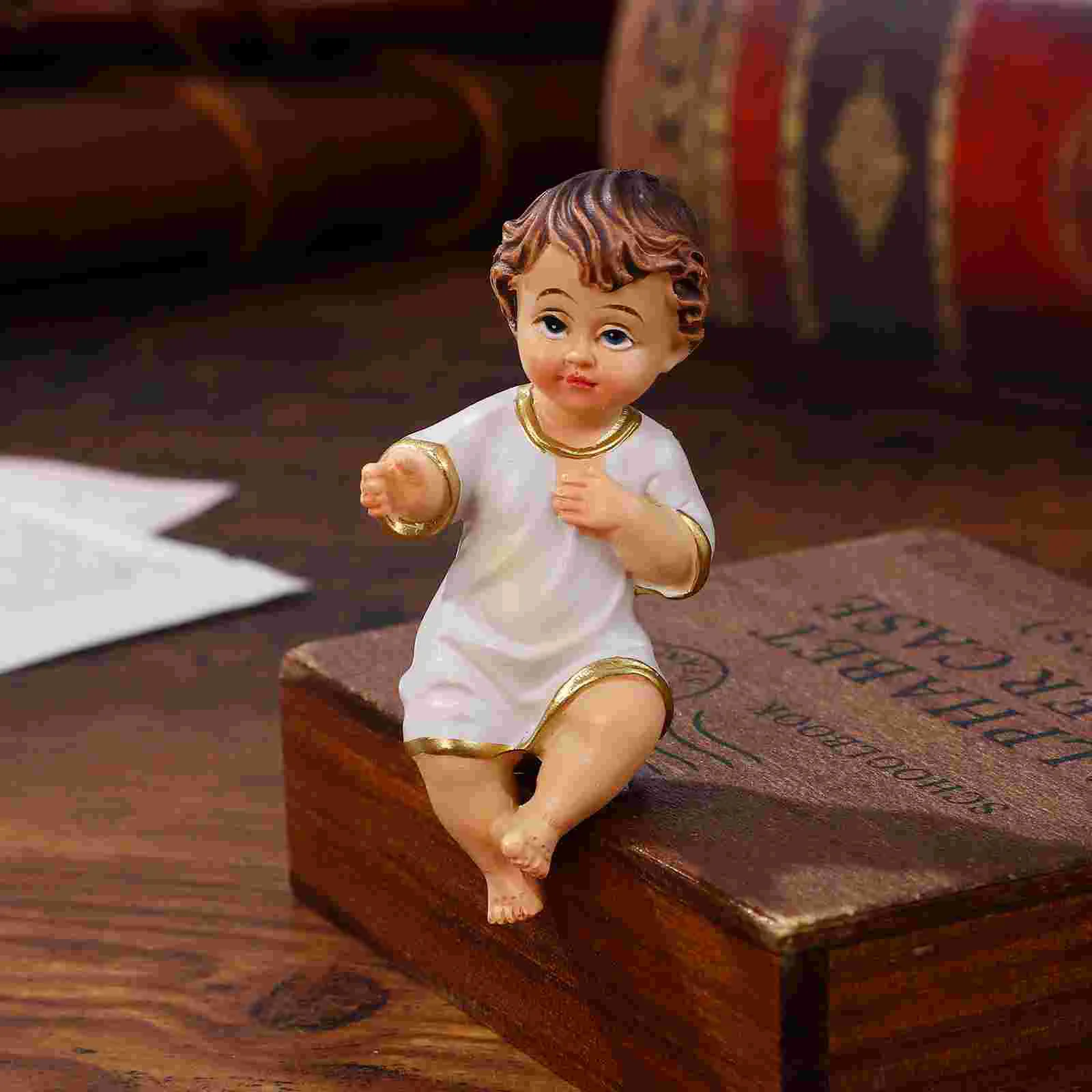 Religious Holy Child Ornament Catholic Baby Figurine Home Decor Jesus Christianity Gift Desk Resin Saint