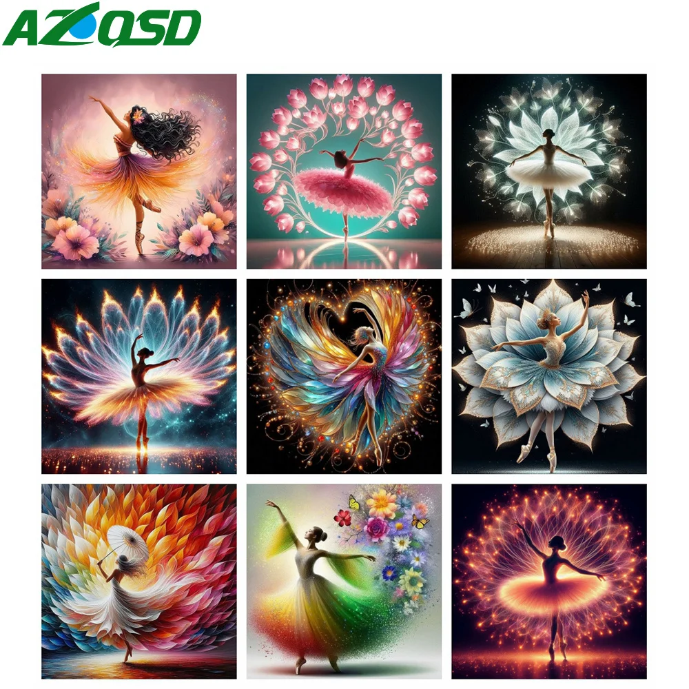 AZQSD Diamond Painting 5d Girl Portrait Hobby Creative Rhinestones Cross Stitch Ballet Dancer Diamond Embroidery Decorative