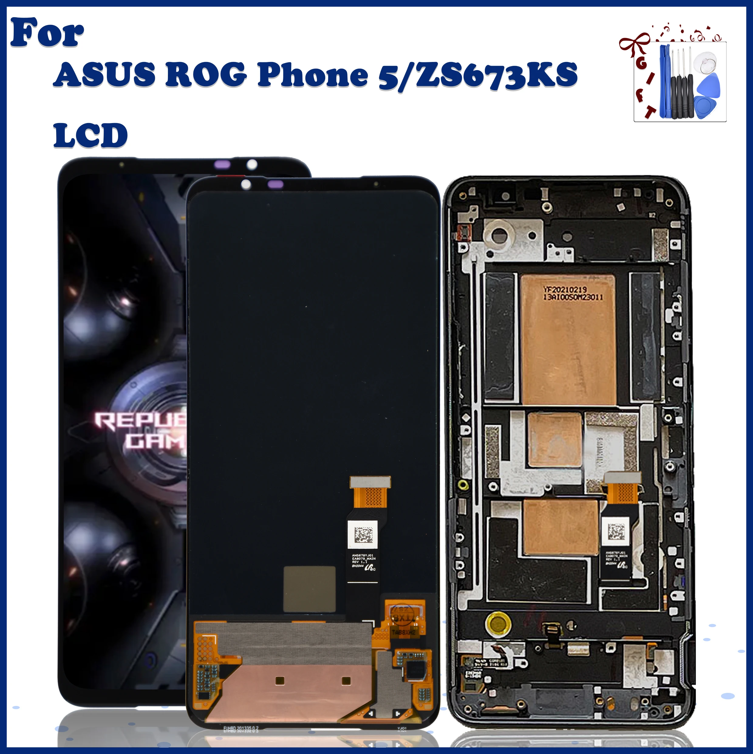 

Original 6.78"For Asus ROG Phone 5 I005DA ROG5 Pro LCD Display Screen Touch Digitizer Assembly For ROG 5 ZS673KS Replacement