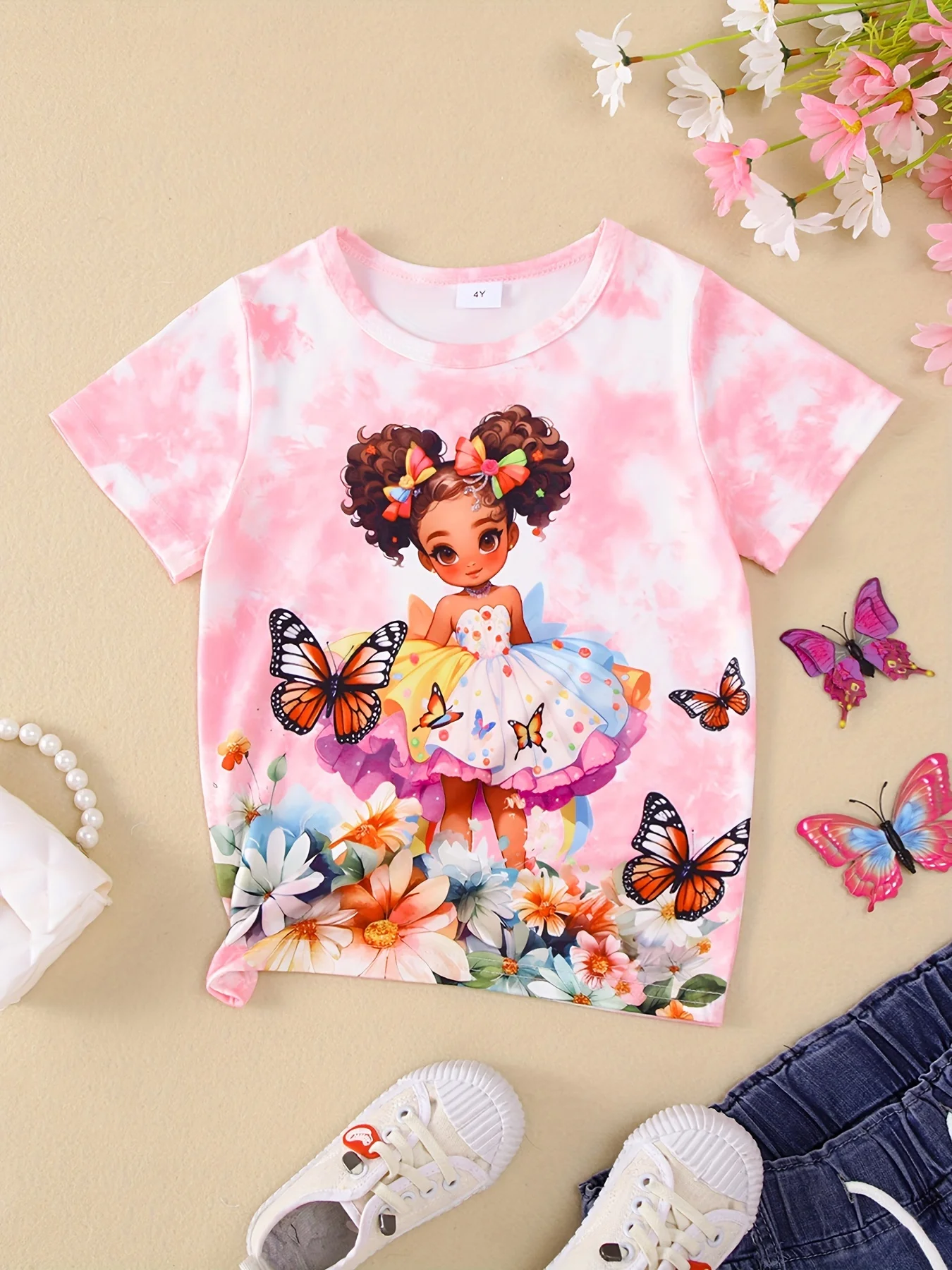 

Girl Clothes Cartoon Princess Graphic T Shirts Crew Neck Clothes Child Girl Short Sleeve Children's T-Shirt Girls Summer Clothes