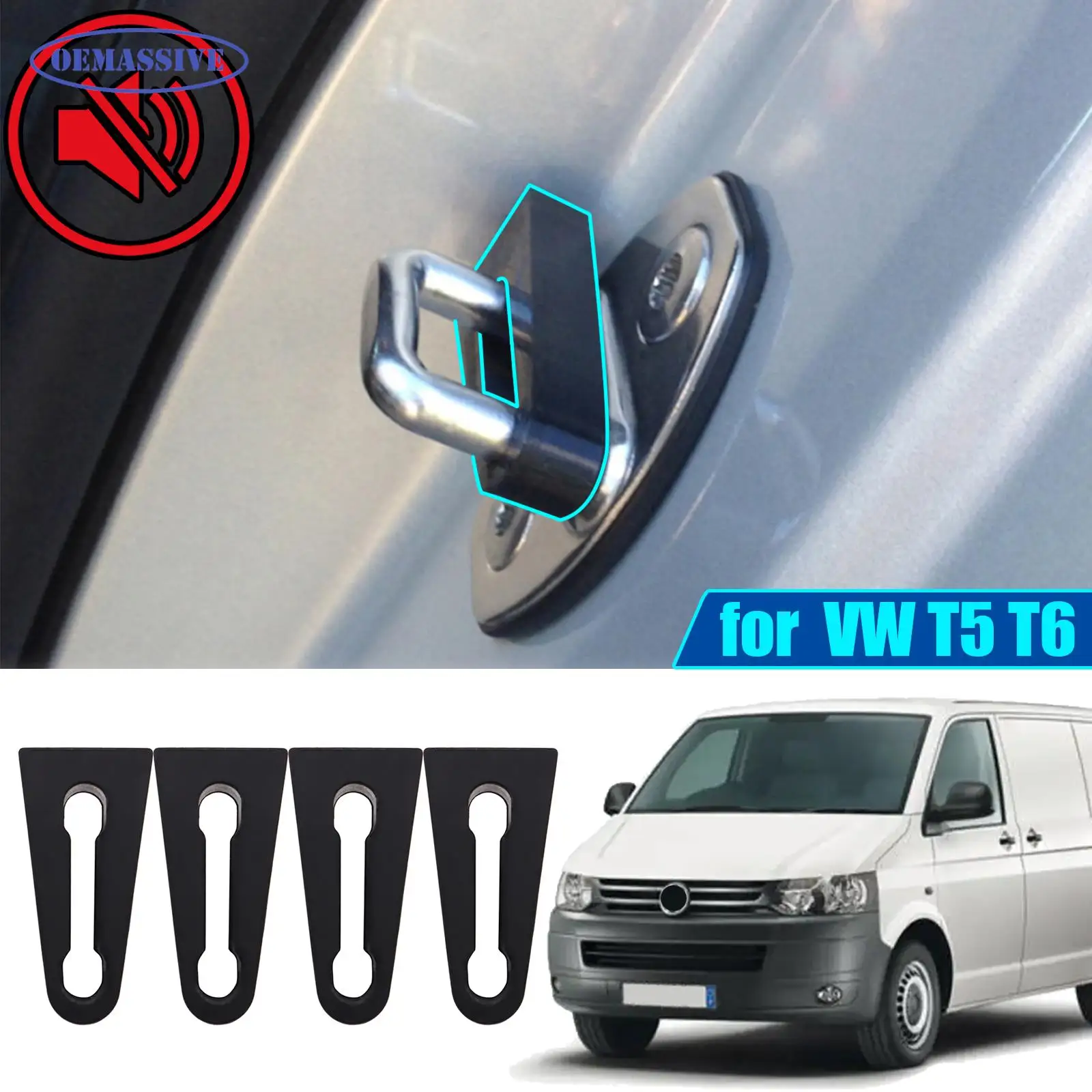 OEMASSIVE Door Lock Sound Deadener Damper for Volkswagen Transporter T5 T6 Caravelle Multivan Rattling Deaf Soundproofing seal 