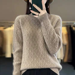 Autumn Winter Women Sweater Turtleneck Mock Neck Knitwear Pullover Half height collar Long Sleeve Top Female clothing