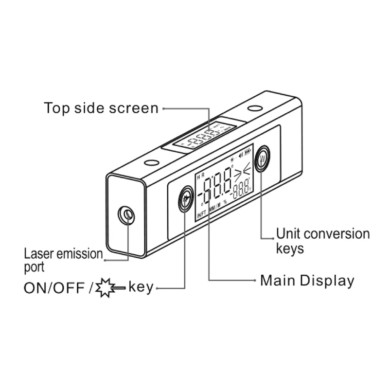 Imagem -04 - Régua de Nível Laser Inclinômetro Digital Medida do Ângulo Carregamento tipo c Ferramentas de Medição Transferidor em Duka-li2