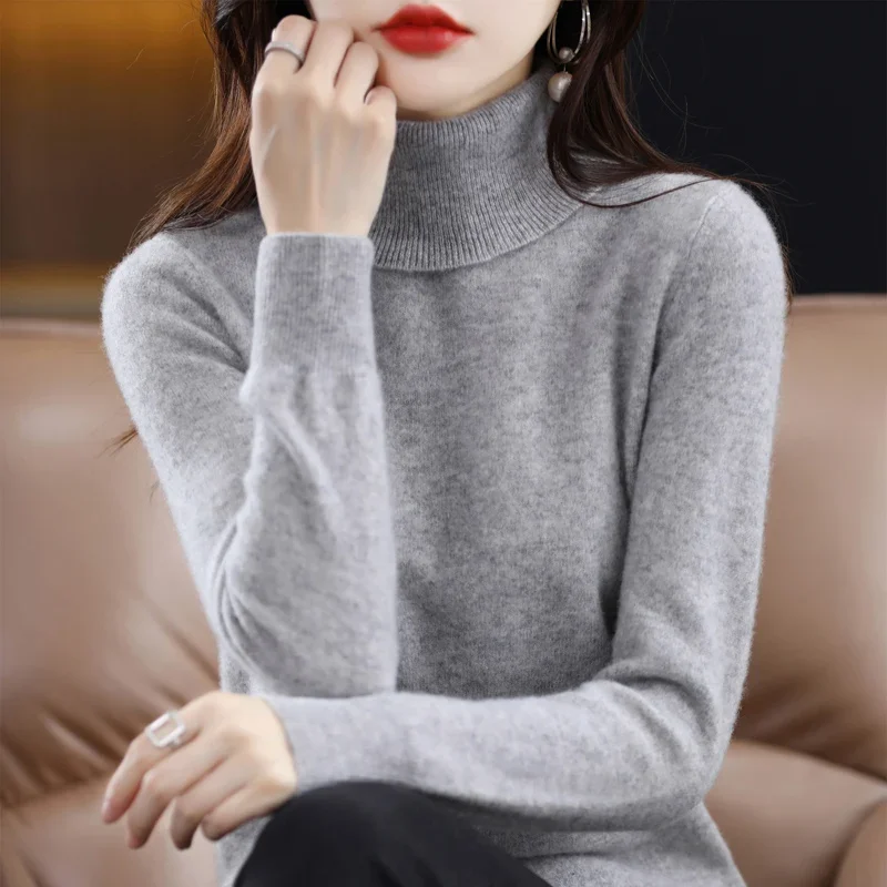 High-Collared Cashmere Sweater Wool Knit Women\'s Turtle Neck Pullover High-Quality Sweater Women\'s Winter Warm Jumper S-XXL L308