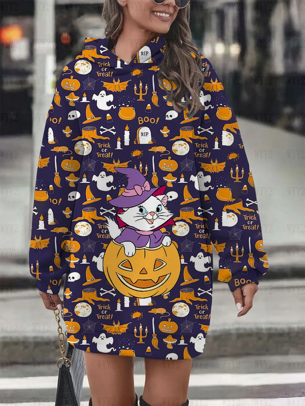 Disney Series Halloween Printed Hoodie Retro Harajuku Women\'s Autumn Hoodie Sweater Skirt Kawaii Cute Casual Aesthetic Top