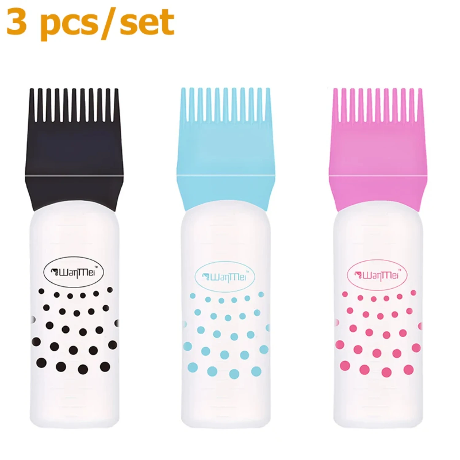 

3 pcs120ml Hair Oil Applicator Bottle Scalp Root Applicator Dye Bottle Hair Clipper Care Salon Tools & Accessories