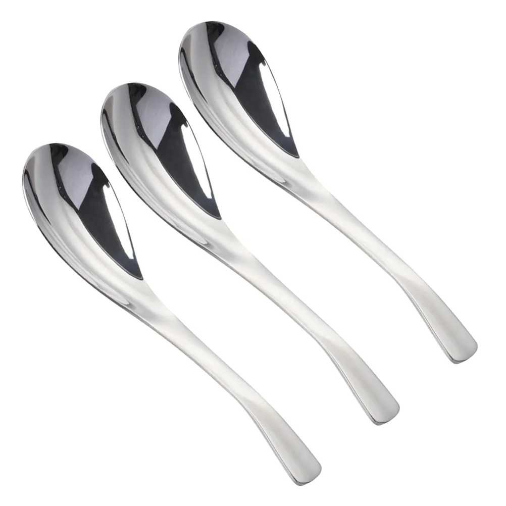 

3 Pcs Rice Spoon Soup Spoons Stainless Steel Tableware Japanese-style for Kitchen