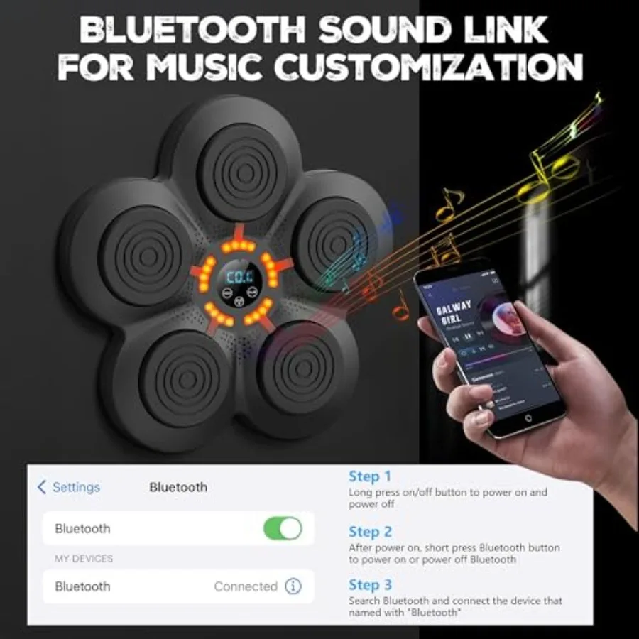 Music Boxing Machine Bluetooth Wall Punching Pad with LED Fun Training Equipment for Adults Home Boxing Wall Punching Pad with