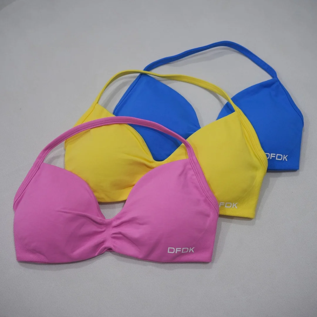 DFDK Backless Push Up Sports Bra Women 2026 Summer High Support Shock Absorb Breathable Yoga Gym Running Activewear Athletic Wea