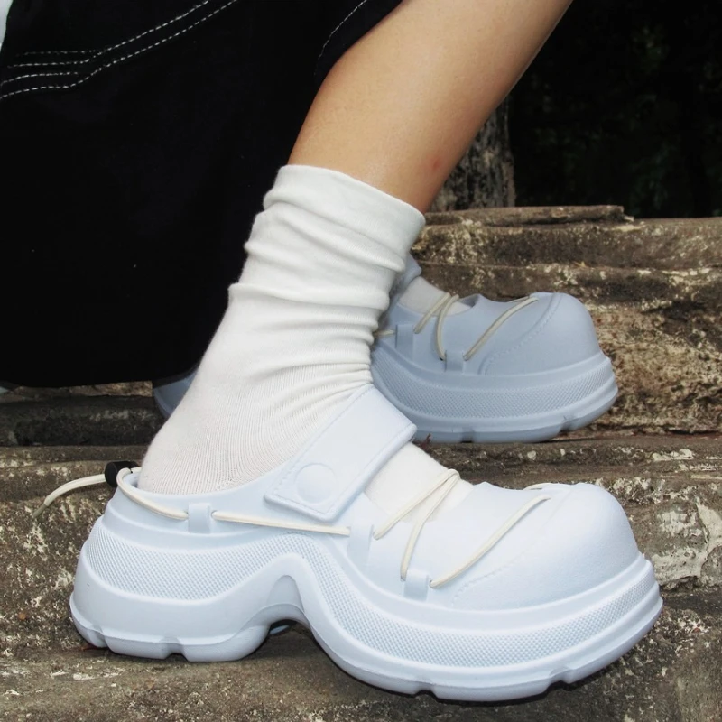 

Street Style Platform Slippers For Woman Summer Shoes DIY Lace-up Style Fashion Clogs Soft EVA Anti-slip Female Leisure Sandals