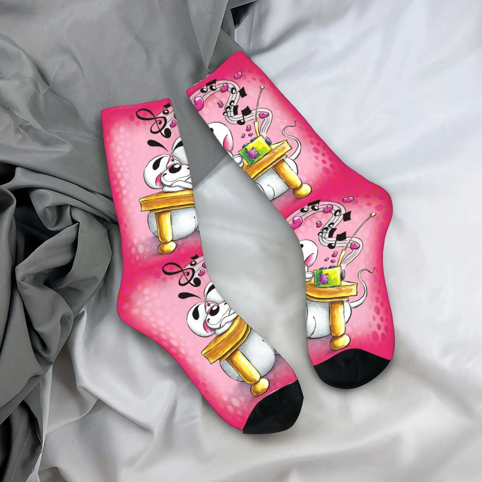 Diddl Cartoon (9) Strümpfe Freizeitsocken Herren Atmungsaktive Socken Herbst Klettermuster Anti-Rutsch-Socken Geschenk