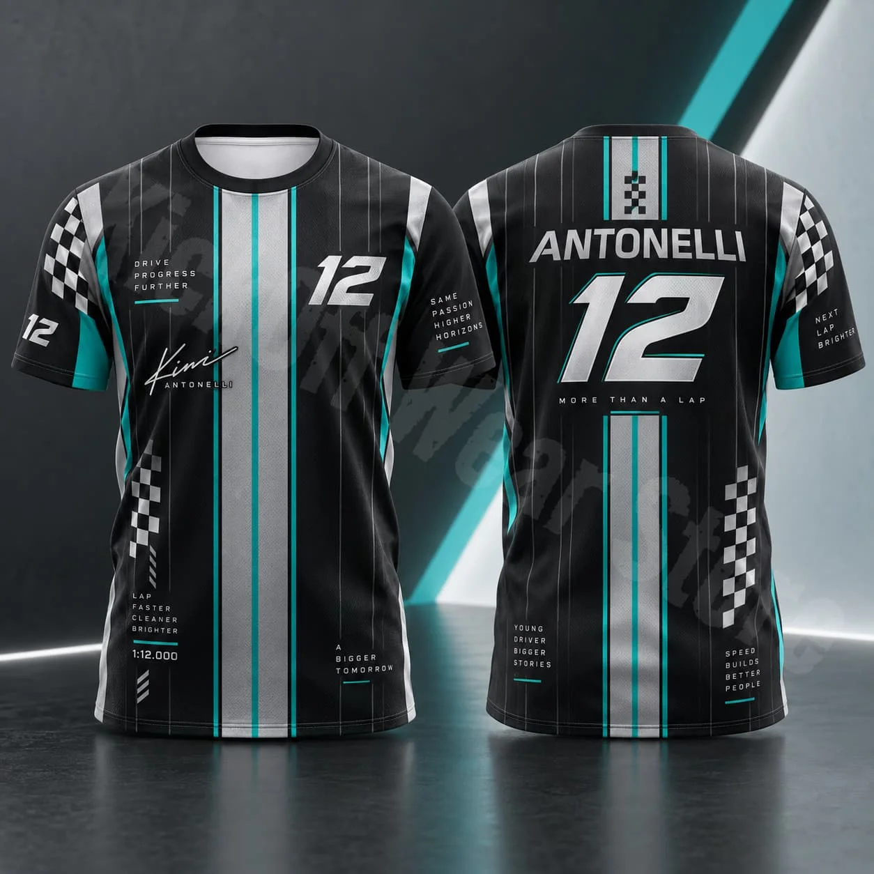 Antonelli 12 Herren-T-Shirt, Sommer-Rennsport-Design, Grafik-T-Shirt, lässige Streetwear, T-Shirt für Motorsport-Fans, Unisex, für Damen und Herren, zum täglichen Tragen. – Detail 5